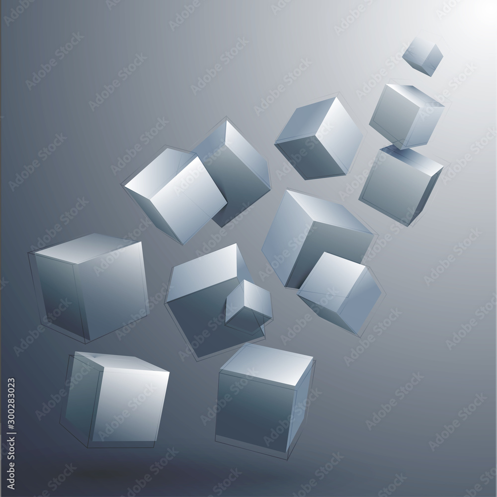 Poster abstract background with 3d cubes.