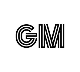 Initial two letter black line shape logo vector GM