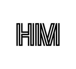 Initial two letter black line shape logo vector HM