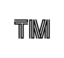 Initial two letter black line shape logo vector TM