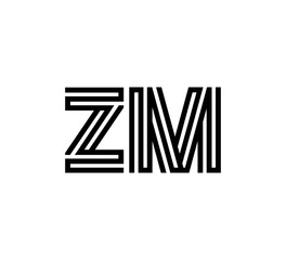 Initial two letter black line shape logo vector ZM