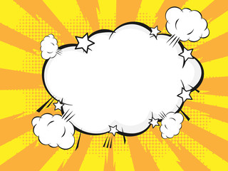 Pop art style speech bubble design.