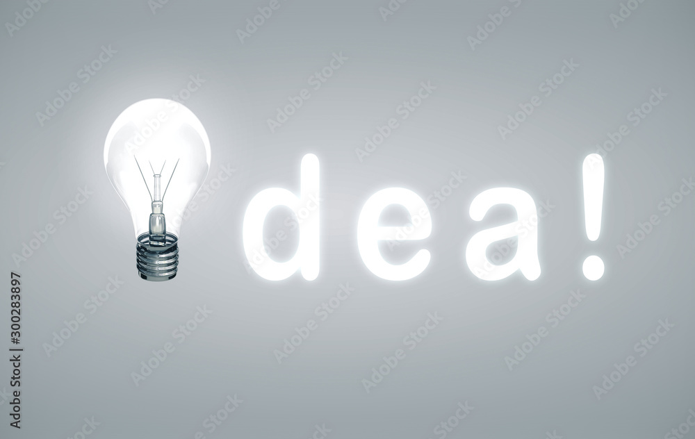 Aufkleber light bulb in text idea