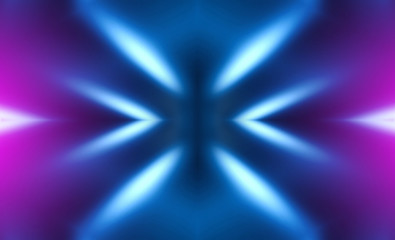 Dark abstract futuristic background. Neon lines glow. Neon lines, shapes. Multi-colored glow,...