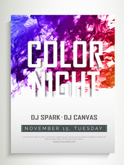 Color Night, Party Template, Banner or Flyer design.