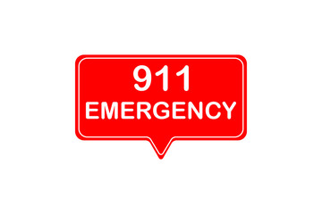 Number emergency 911 in red vector pointer icon isolated on white background 