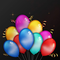 Glossy Colorful Balloons decorated background.