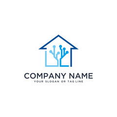 home design logo technology vector template white background