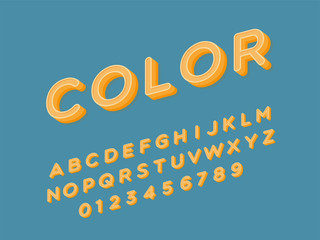 Retro font and alphabet. Stock vector illustration