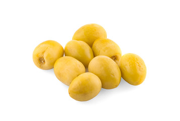 yellow raw date palm isolated on white background