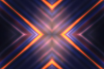 Dark abstract futuristic background. Neon lines glow. Neon lines, shapes. Multi-colored glow,...
