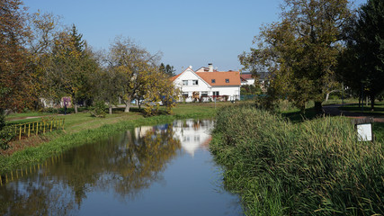 Morava River oxbow lake in Hodonin, Czech Republic