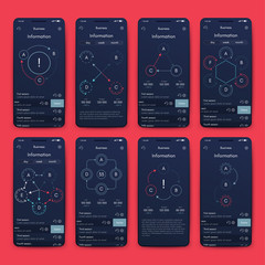 Different UI, UX, GUI screens and flat web icons for mobile apps
