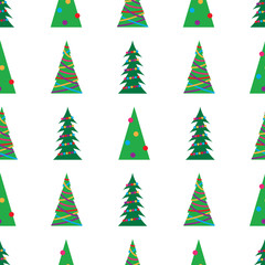 Obraz premium Seamless pattern with green Christmas tree