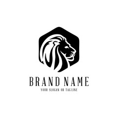 lion logo design vector template white background