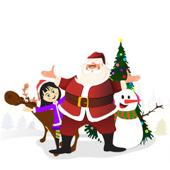 Cute characters for Merry Christmas celebration.