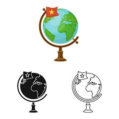 Vector design of globe and map sign. Collection of globe and vietnam stock symbol for web.