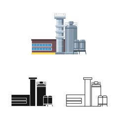 Vector illustration of factory and manufacture logo. Collection of factory and heavy stock symbol for web.