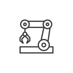 Robot arm machine line icon. linear style sign for mobile concept and web design. Robotic arm outline vector icon. Symbol, logo illustration. Vector graphics