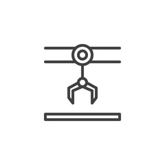 Industrial robotic loader line icon. linear style sign for mobile concept and web design. Robotic arm outline vector icon. Symbol, logo illustration. Vector graphics