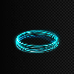 Vector shining radial circles. Illustration of curved lines. Blue whirlpool with magic glow effect isolated. It can be used as a decorative element in a game and your own projects. EPS10 file.