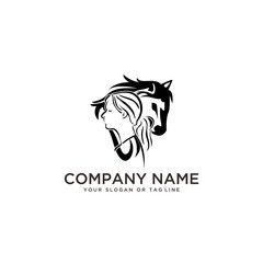 Fototapeta premium logo design horse care, horse training vector template
