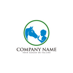 logo design horse care, horse training vector template