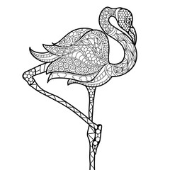Creative doodle style illustration of Crane Bird.