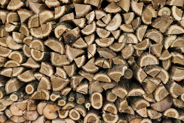chopped firewood, Firewood stack for fire