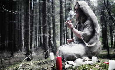 Fairy magician. A sorcerer with a glass sphere, a magical spell and a ritual. Elder with a staff...