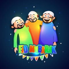 Happy Muslim Men celebrating Eid Festival.