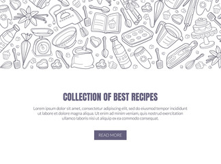 Template for a collection of the best recipes. Vector illustration on a white background.