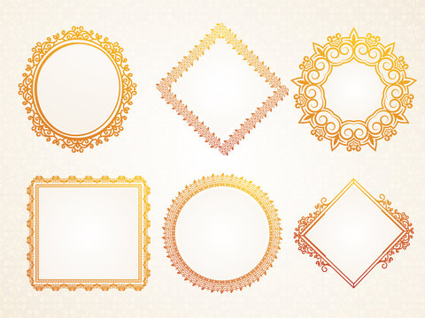 Golden ornamental frames set.