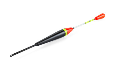 Fishing float elongated, bright contrasting color, isolated on a white background with shadows. 100 percent sharpness.