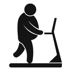 Overweight man on treadmill icon. Simple illustration of overweight man on treadmill vector icon for web design isolated on white background