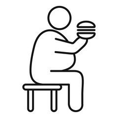 Overweight man eat burger icon. Outline overweight man eat burger vector icon for web design isolated on white background