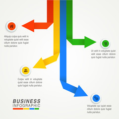 Business infographic arrows with web symbols.