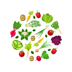 Pattern in the form of a circle of roots. Vector illustration on a white background.