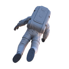 flying astronaut, back view, isolated on white background, back view  © dottedyeti