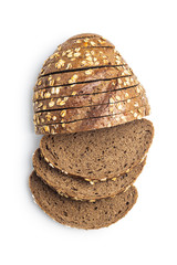 Sliced whole grain bread with oat flakes.