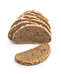 Sliced whole grain bread with oat flakes.