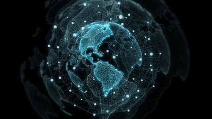 Global network blue background 3D rendering