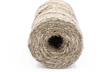 Coil of rope. White background. The isolated image.