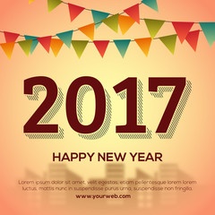 Greeting Card for New Year 2017 celebration.