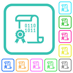 Digital certificate vivid colored flat icons