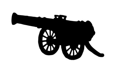 Fototapeta premium Ancient iron cannon. Vector drawing