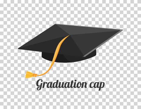 Graduation cap or hat vector illustration in the flat style. Academic cap.