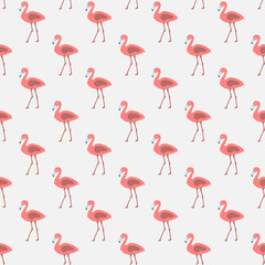 Obraz premium Seamless pattern with pink flamingos
