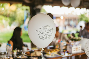 Vintage balloon with Happy birthday sign