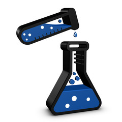 Chemical Test Tubes - Black And Blue 3D Illustration - Isolated On White Background